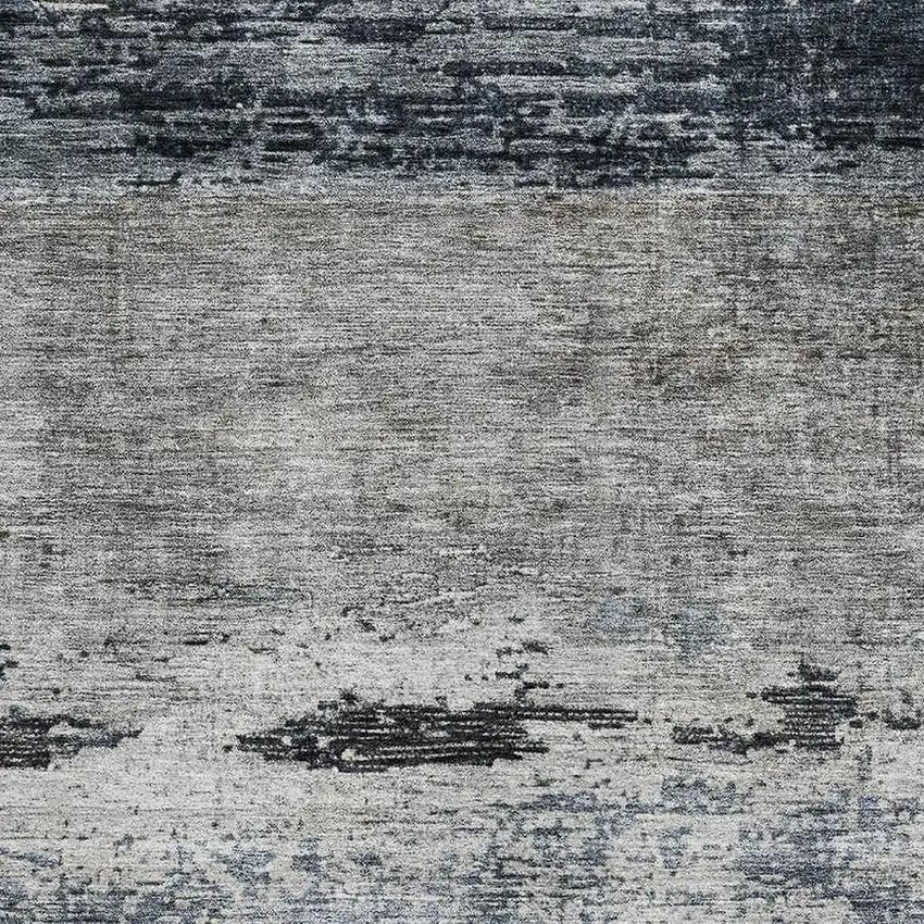 Navy Blue Gray And Silver Abstract Washable Area Rug With UV Protection Photo 2