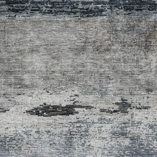 Navy Blue Gray And Silver Abstract Washable Area Rug With UV Protection Photo 2