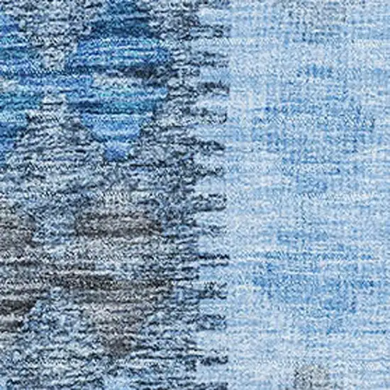 Navy Blue Gray And Silver Geometric Washable Area Rug With UV Protection Photo 2