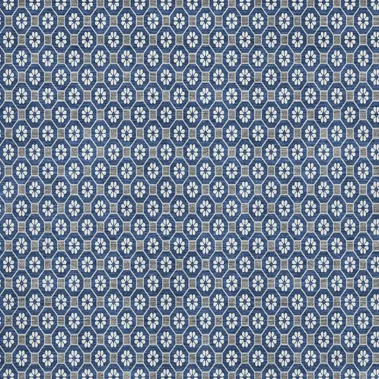 Navy Blue Gray And Silver Geometric Washable Area Rug With UV Protection Photo 4