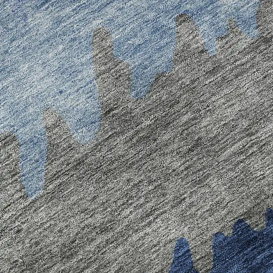 Navy Blue Gray And Silver Striped Washable Area Rug With UV Protection Photo 9