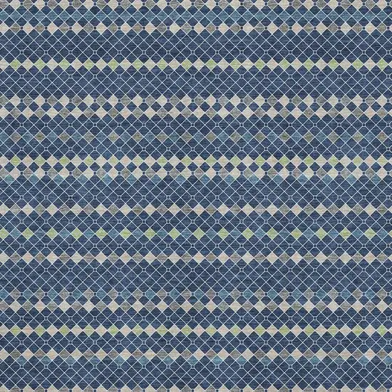 Navy Blue Gray And Silver Striped Washable Area Rug With UV Protection Photo 4