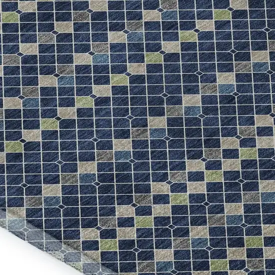 Navy Blue Gray And Silver Striped Washable Area Rug With UV Protection Photo 2