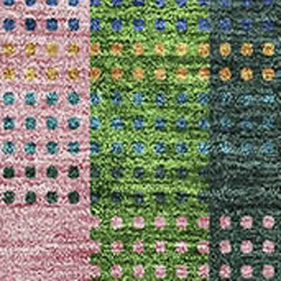 Navy Blue Green And Gold Plaid Washable Area Rug With UV Protection Photo 2