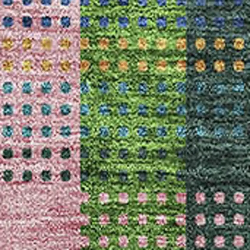 Navy Blue Green And Gold Plaid Washable Area Rug With UV Protection Photo 2