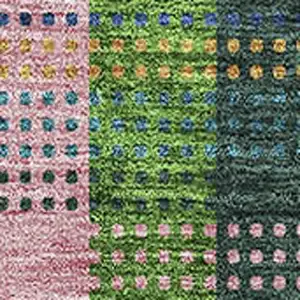 Photo of Navy Blue Green And Gold Plaid Washable Area Rug With UV Protection