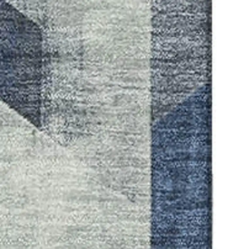 Navy Blue Green And Gray Geometric Washable Area Rug With UV Protection Photo 2