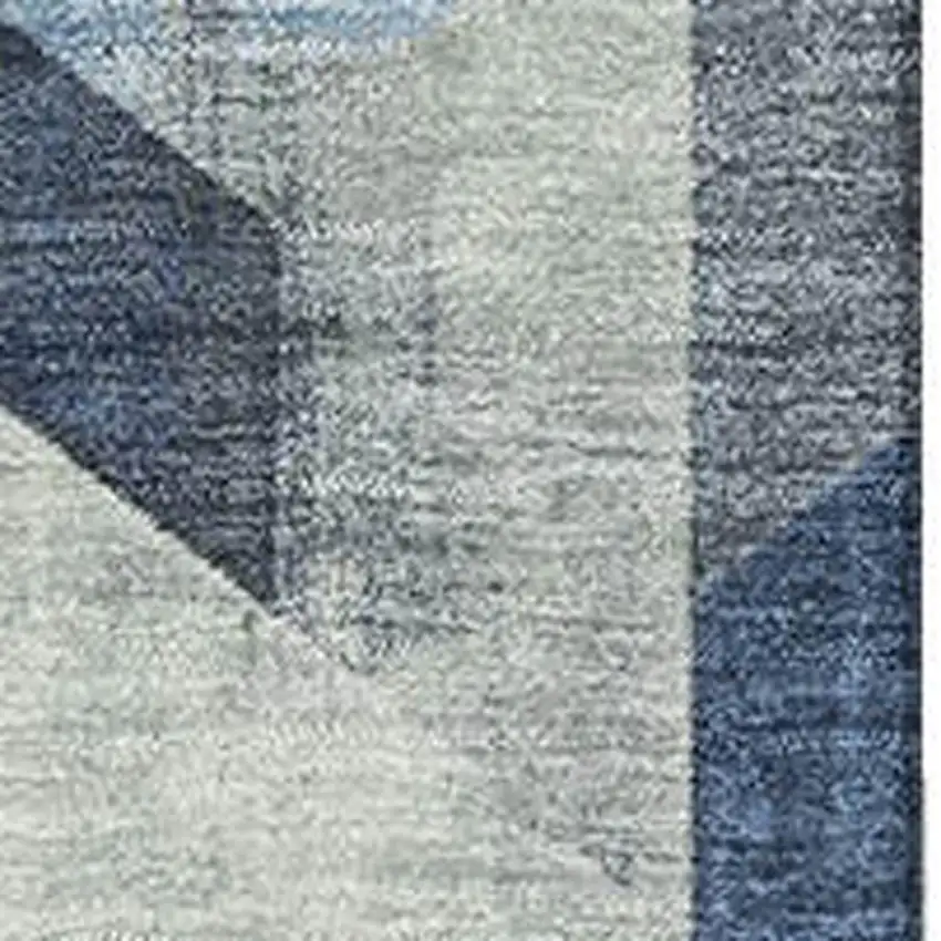 Navy Blue Green And Gray Geometric Washable Area Rug With UV Protection Photo 2