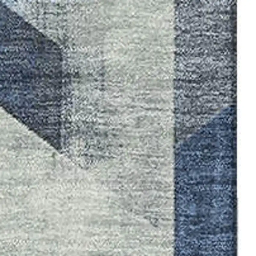 Navy Blue Green And Gray Geometric Washable Area Rug With UV Protection Photo 2