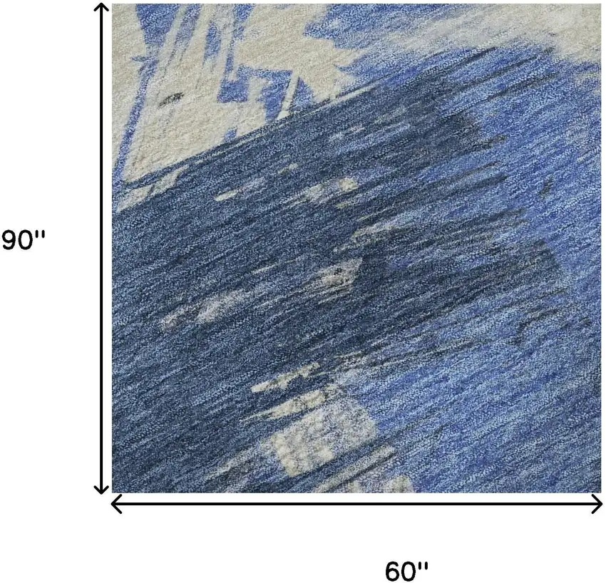 Navy Blue Green And Ivory Abstract Washable Area Rug With UV Protection Photo 8