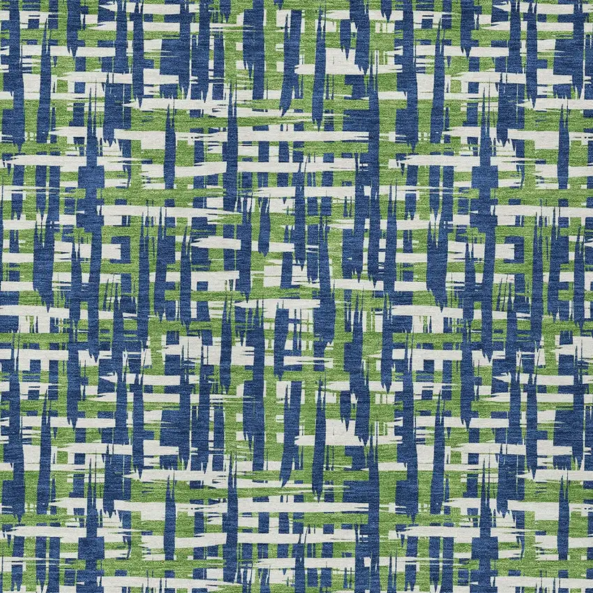 Navy Blue Green And Ivory Abstract Washable Indoor Outdoor Area Rug Photo 5