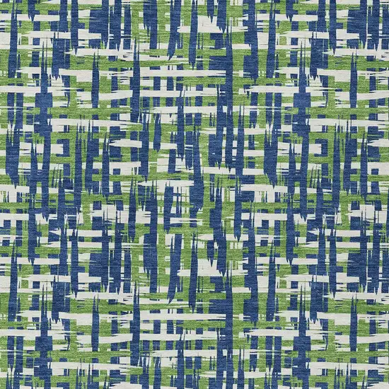 Navy Blue Green And Ivory Abstract Washable Indoor Outdoor Area Rug Photo 5