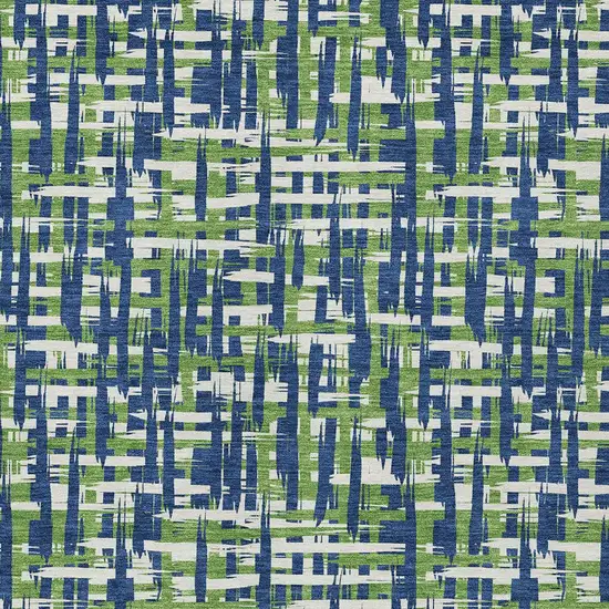 Navy Blue Green And Ivory Abstract Washable Indoor Outdoor Area Rug Photo 5