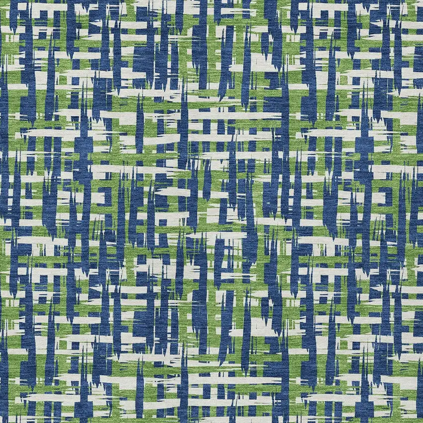 Navy Blue Green And Ivory Abstract Washable Indoor Outdoor Area Rug Photo 5