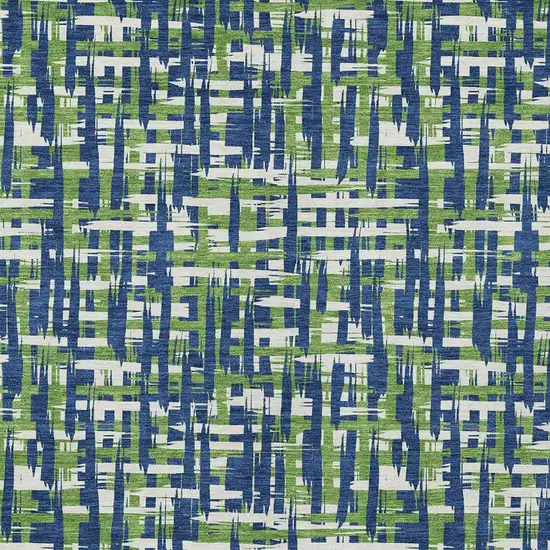 Navy Blue Green And Ivory Abstract Washable Indoor Outdoor Area Rug Photo 5