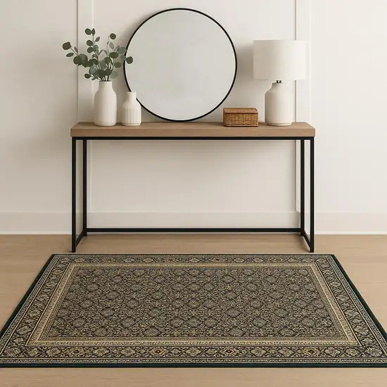 Blue and Green Oriental Power Loom Area Rug Photo 1