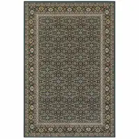Photo of Navy Blue Green Red Ivory And Yellow Oriental Power Loom Stain Resistant Area Rug