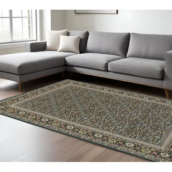 Navy Blue Green And Orange Oriental Area Rug Photo 1
