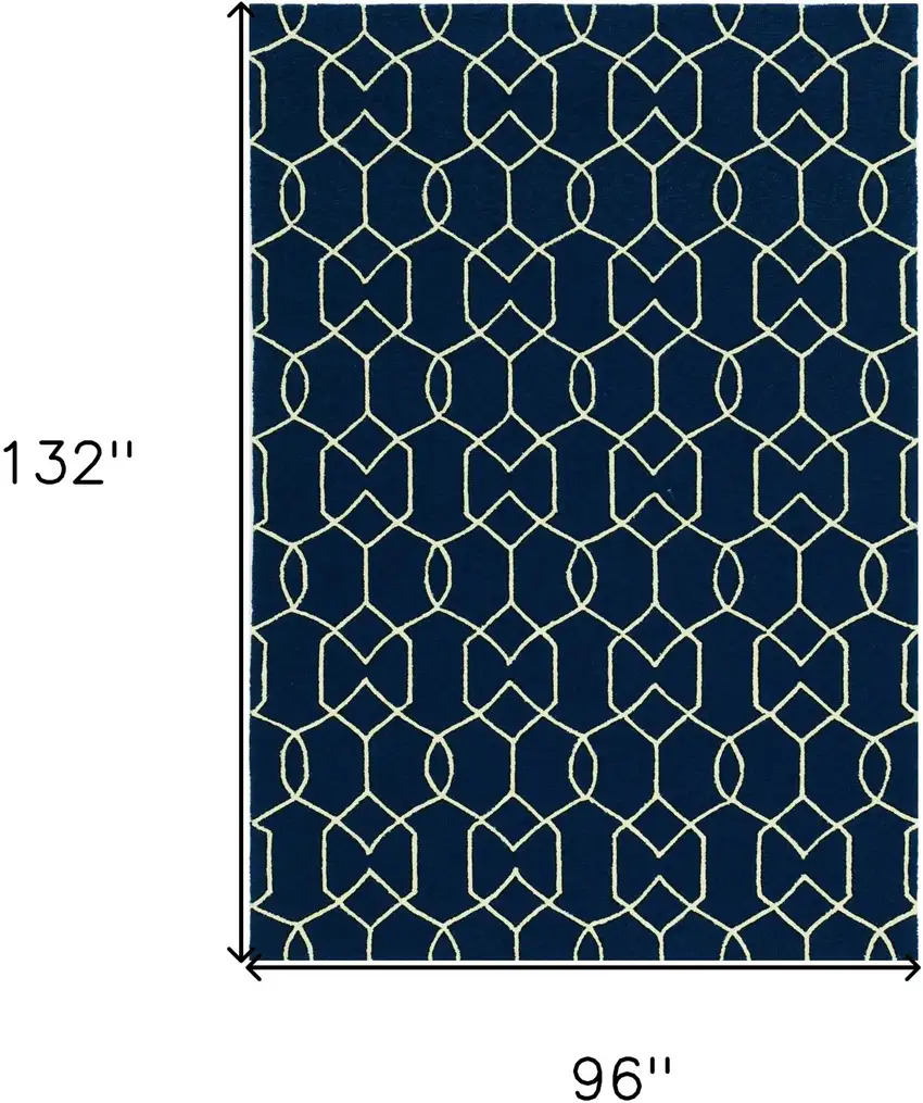 Navy Blue Moroccan Indoor Outdoor Area Rug Photo 3