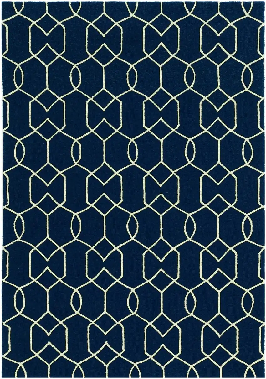 Navy Blue Moroccan Indoor Outdoor Area Rug Photo 2
