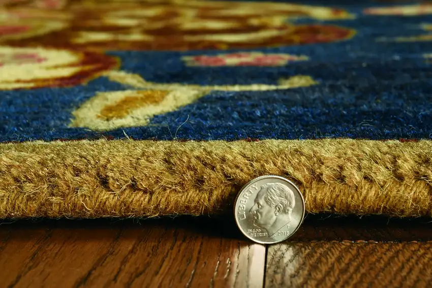 Navy Blue Hand Tufted Traditional Floral Indoor Area Rug Photo 8