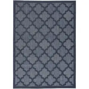 Photo of Navy Blue Ikat Indoor Outdoor Area Rug