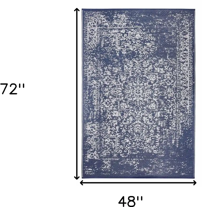 Navy Blue Indoor Outdoor Area Rug Photo 3