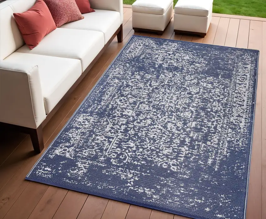 Navy Blue Indoor Outdoor Area Rug Photo 1