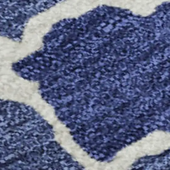 Navy Blue Ivory And Beige Abstract Washable Area Rug With UV Protection Photo 2