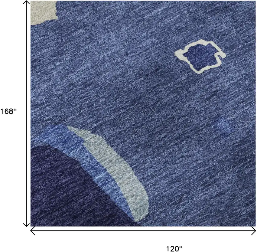 Navy Blue Ivory And Beige Abstract Washable Area Rug With UV Protection Photo 9