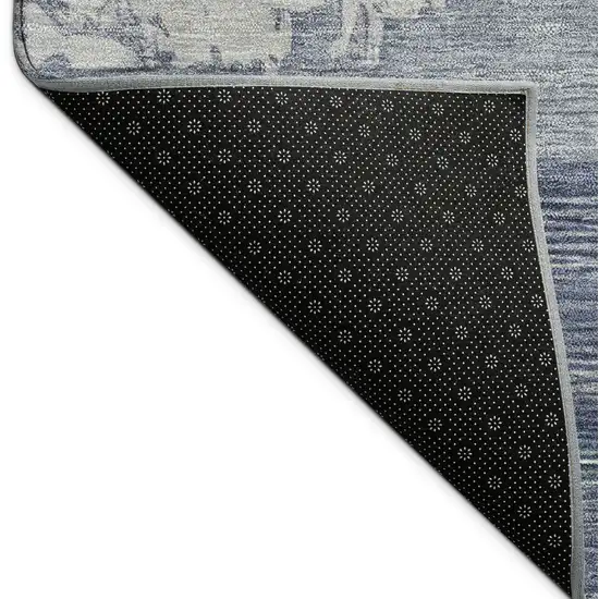 Navy Blue Ivory And Beige Abstract Washable Indoor Outdoor Area Rug Photo 8