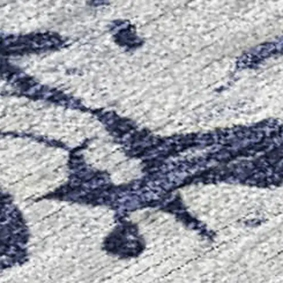 Navy Blue Ivory And Beige Abstract Washable Indoor Outdoor Area Rug Photo 3