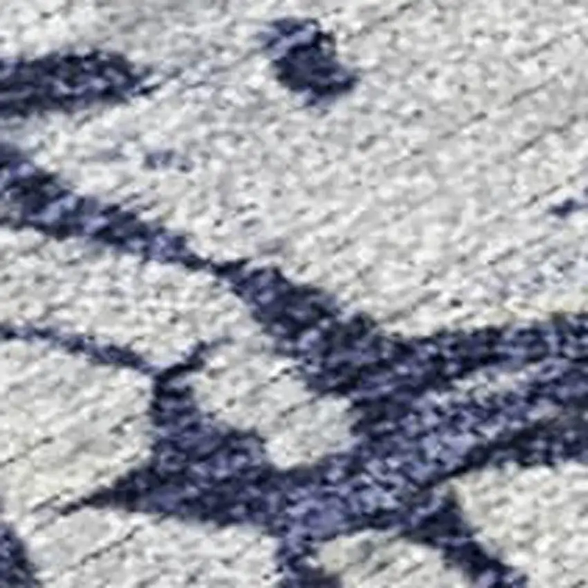 Navy Blue Ivory And Beige Abstract Washable Indoor Outdoor Area Rug Photo 2