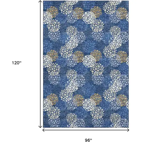 Navy Blue Ivory And Beige Polka Dot Washable Area Rug With UV Protection Photo 3