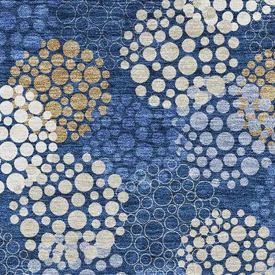 Navy Blue Ivory And Beige Polka Dot Washable Area Rug With UV Protection Photo 3