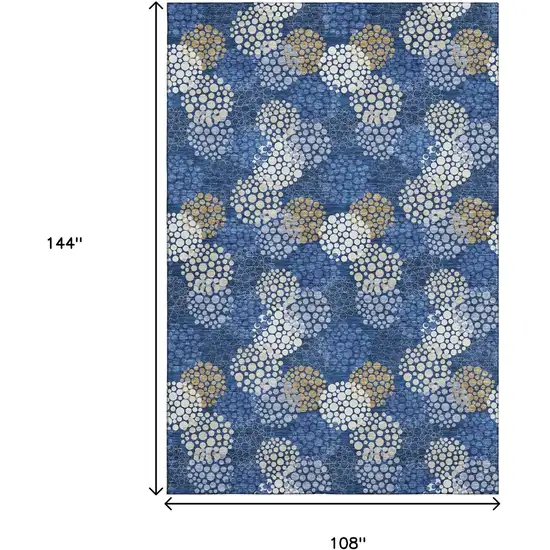 Navy Blue Ivory And Beige Polka Dot Washable Area Rug With UV Protection Photo 3