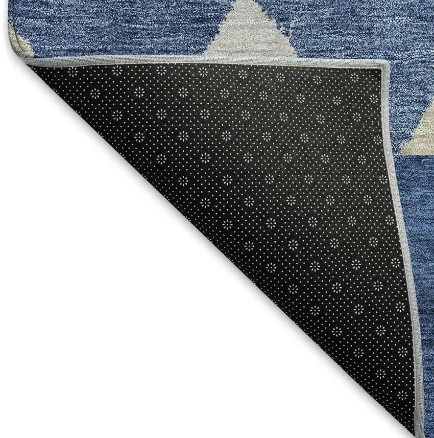 Navy Blue Ivory And Beige Southwestern Washable Area Rug With UV Protection Photo 6