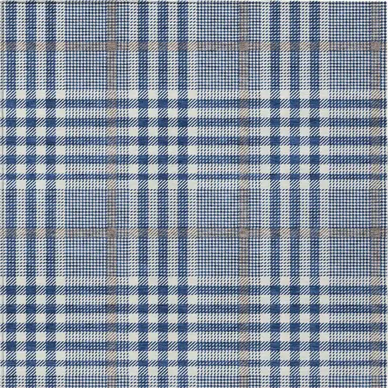 Navy Blue Ivory And Brown Plaid Washable Indoor Outdoor Area Rug Photo 6