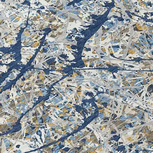 Photo of Navy Blue Ivory And Copper Abstract Washable Indoor Outdoor Area Rug