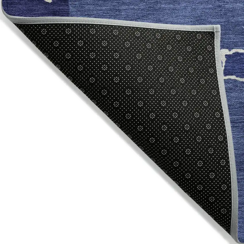 Navy Blue Ivory And Gray Abstract Washable Indoor Outdoor Area Rug Photo 3