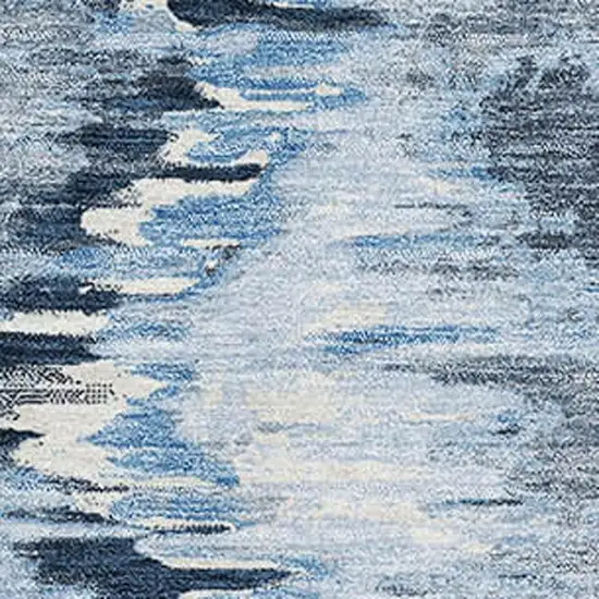 Navy Blue Ivory And Gray Diamond Washable Area Rug With UV Protection Photo 3