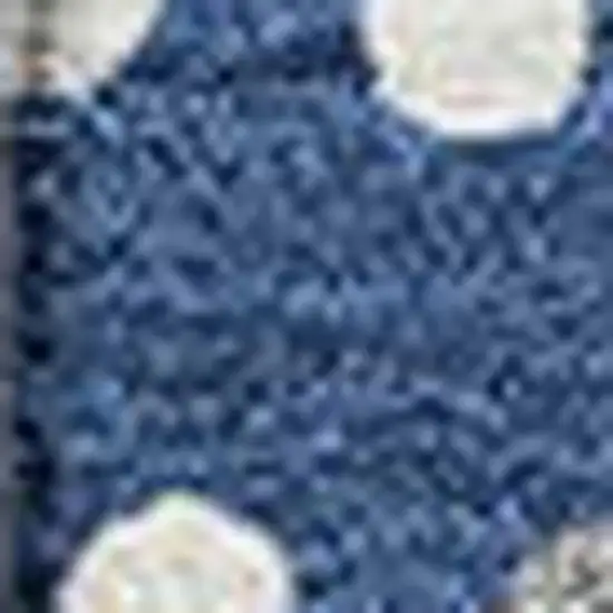 Navy Blue Ivory And Gray Polka Dot Washable Area Rug With UV Protection Photo 2