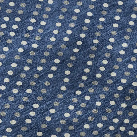 Navy Blue Ivory And Gray Polka Dot Washable Area Rug With UV Protection Photo 9