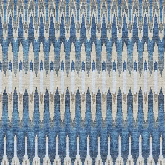 Navy Blue Ivory And Gray Southwestern Washable Area Rug With UV Protection Photo 3