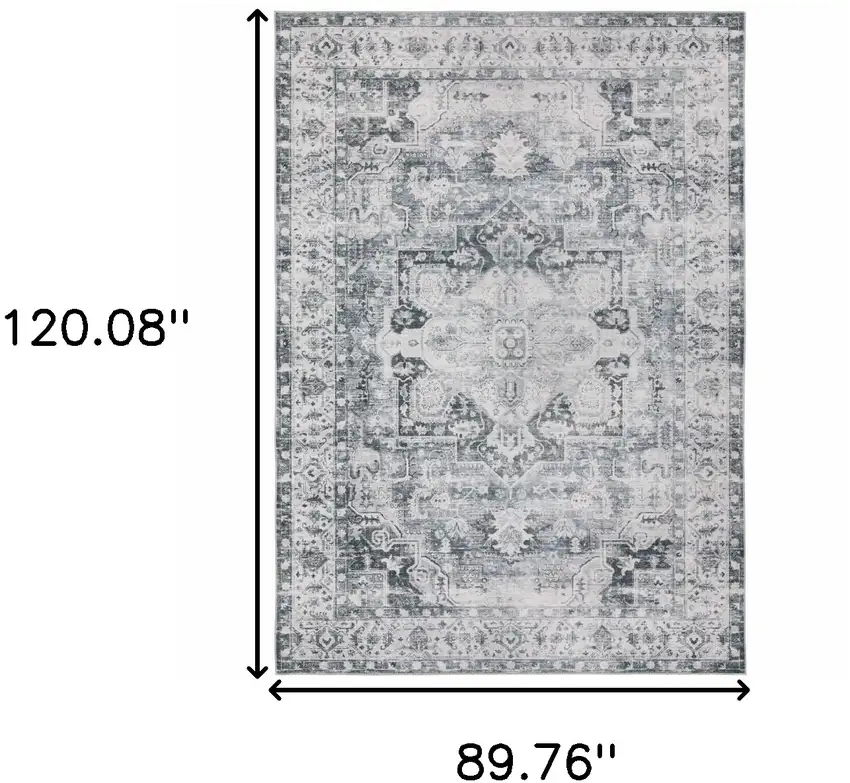 Gray and Ivory Oriental Non Skid Area Rug Photo 3
