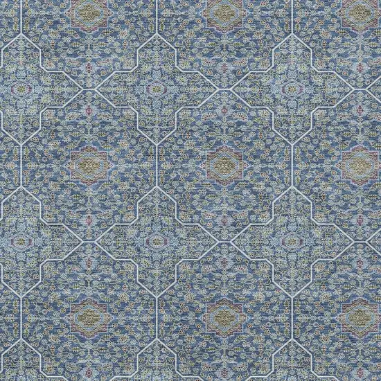 Navy Blue Ivory And Plum Oriental Washable Indoor Outdoor Area Rug Photo 2