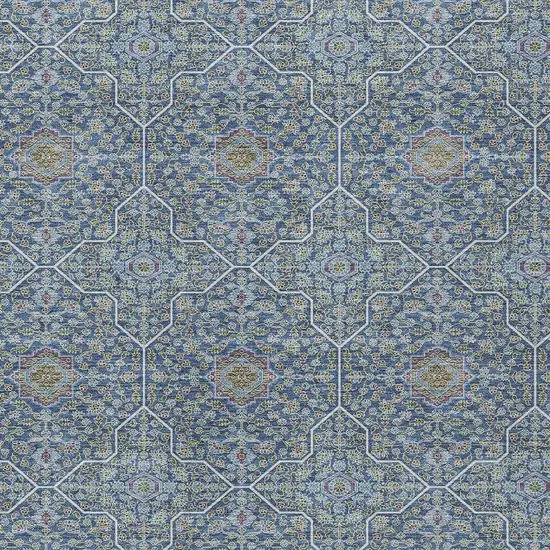 Navy Blue Ivory And Plum Oriental Washable Indoor Outdoor Area Rug Photo 2