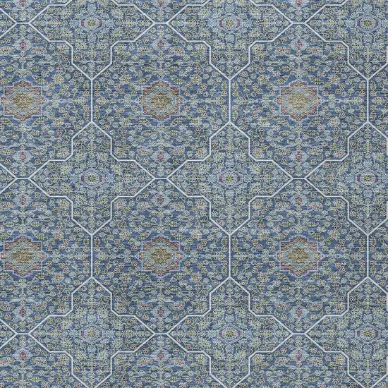 Navy Blue Ivory And Plum Oriental Washable Indoor Outdoor Area Rug Photo 2