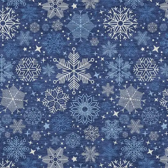 Navy Blue Ivory And Sky Blue Medallion Washable Indoor Outdoor Area Rug Photo 3