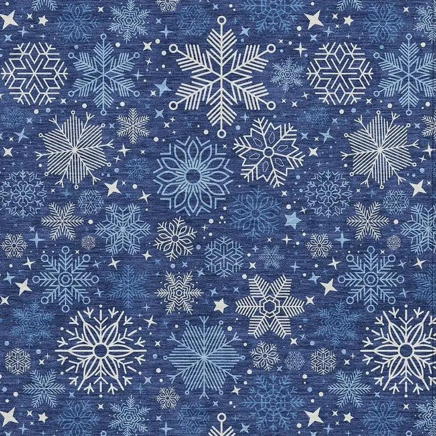 Navy Blue Ivory And Sky Blue Medallion Washable Indoor Outdoor Area Rug Photo 3